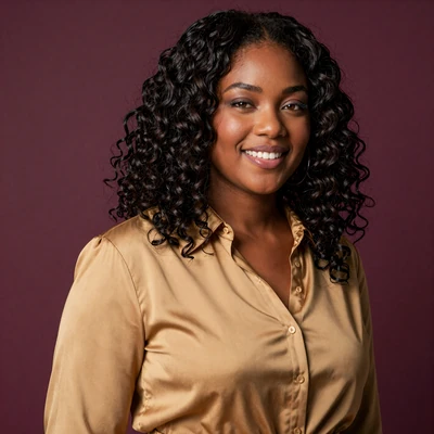 BBC singles dating community member Jasmine smiling confidently in editorial portrait
