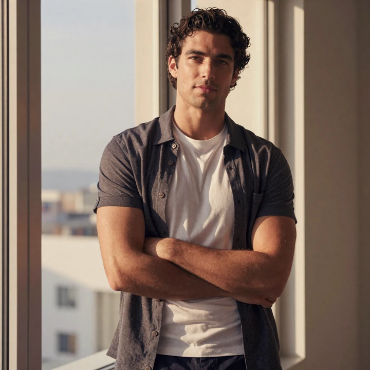 Tall man with broad shoulders and narrow hips illustrating the swimmer's build that women find attractive
