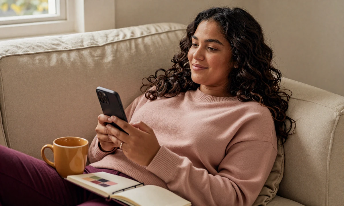 Verified Your Sweet Dating member Camila completing liveness detection on her phone in soft natural light