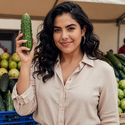 Body-positive Cucumber Date Code blog teaser image at a sunny produce market