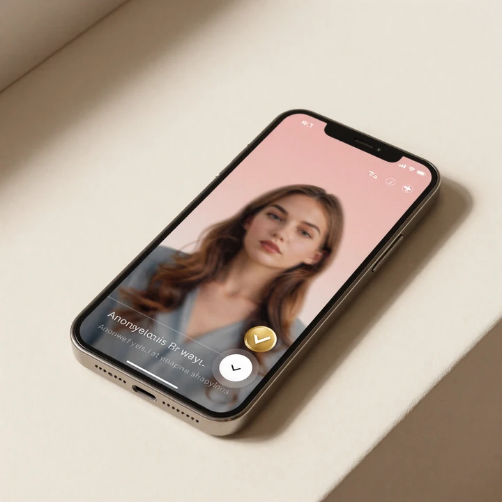 Phone showing blurred photo and anonymous browsing toggle on a private dating site